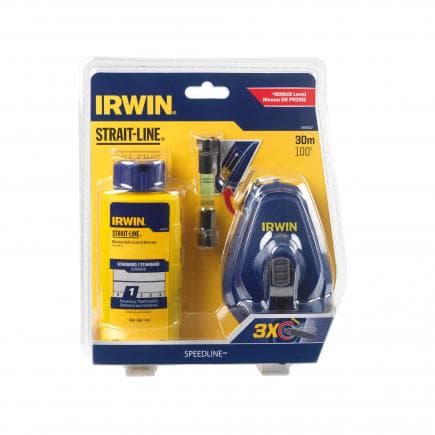 IRWIN 64494LP - Fast speed chalkline with blue chalk and line level set