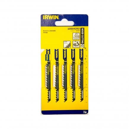 IRWIN 10504292 - Standard contour wood cutting U-shank HCS jigsaw blades (5 pcs.)