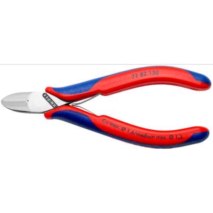 KNIPEX 77 82 130 - Pince coupante latérale pour électronique tête ronde, sans facette.