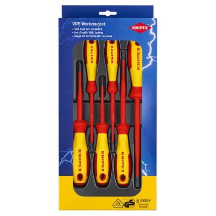 KNIPEX 00 20 12 V02 - Assortiment de tournevis plats VDE/Phillips®/Pozidriv® (6 pièces)