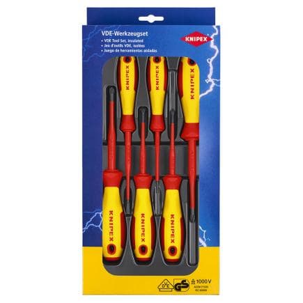 KNIPEX 00 20 12 V04 - Assortiment de tournevis plats VDE/Phillips®/Pozidriv® (6 pièces)