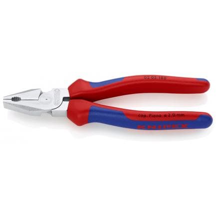 KNIPEX 02 05 180 - Pince universelle type ''strong'' chromée, poignées revêtues d'un matériau bi-composant