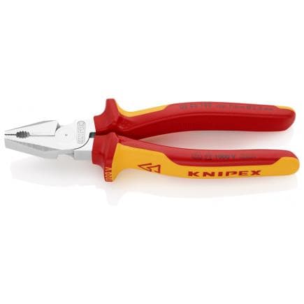KNIPEX 02 06 180 - Pince universelle type "strong" chromée, poignées isolées revêtues d'un matériau bi-composant, certifiées VDE