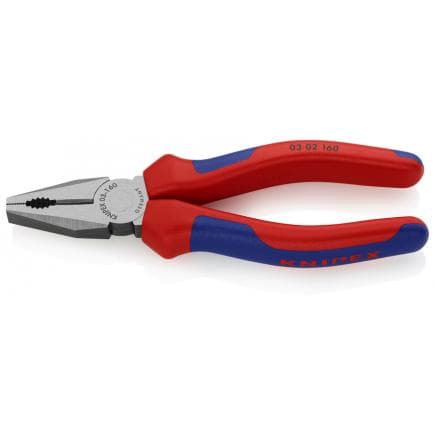 KNIPEX 03 02 160 - Pince universelle bondérisée noire, tête polie, poignées revêtues d'un matériau bi-composant
