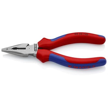 KNIPEX 08 22 145 - Pince universelle avec tête pointue bondérisée noire, tête polie, poignées revêtues d'un matériau bi-composant