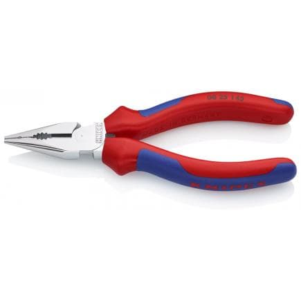 KNIPEX 08 25 145 - Pince universelle à tête pointue chromée, poignées revêtues d'un matériau bi-composant