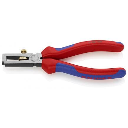 KNIPEX 11 02 160 - Pince à dénuder avec ressort d'ouverture universelle, bondérisée noire, tête polie, poignées revêtues d'un matériau bi-composant