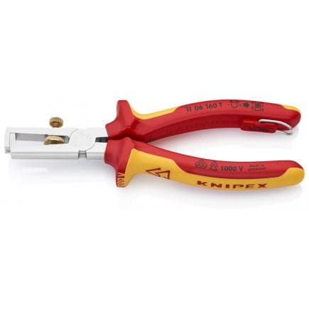 KNIPEX 11 06 160 T - Pince à dénuder avec ressort d'ouverture universelle, chromée, poignées isolées revêtues d'un matériau bi-composant,...