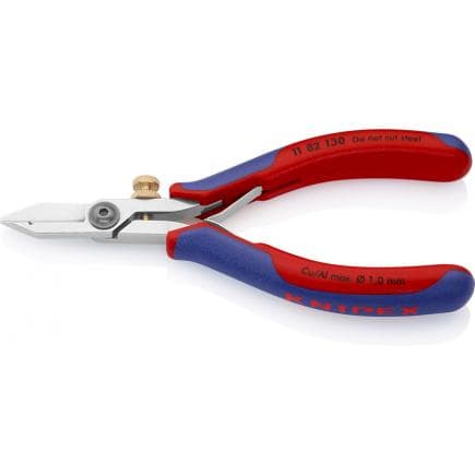 KNIPEX 11 82 130 - Cisaille à dénuder pour électronique, tête polie, poignées revêtues d'un matériau bi-composant