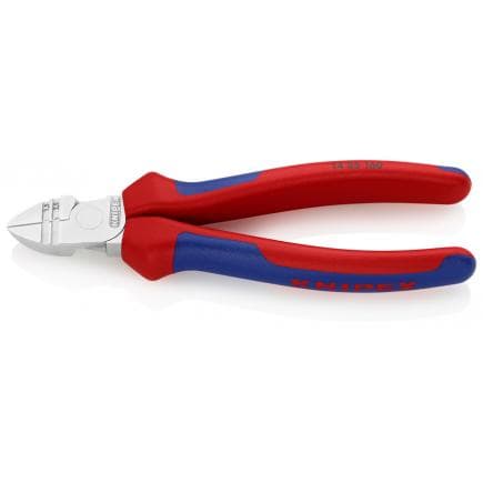 KNIPEX 14 25 160 - Pince coupante latérale avec pince à dénuder, chromée, poignées revêtues d'un matériau bi-composant