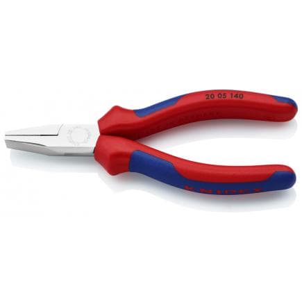 KNIPEX 20 05 140 - Pince mécano droite chromée, bec plat, poignées revêtues d'un matériau bi-composant