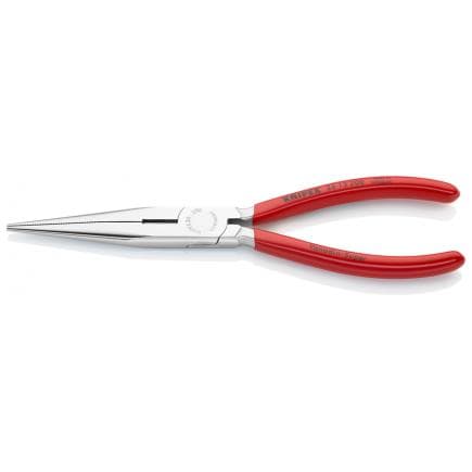 KNIPEX 26 13 200 - Pince de mécanicien - à bec demi-rond avec coupe-fils (pince bec de cigogne) chromée, poignées enduites de résine synthétique