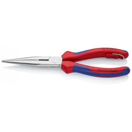 KNIPEX 26 15 200 T - Pince de mécanicien - à bec demi-rond avec coupe-fils (pince bec de cigogne), chromée, poignées revêtues d'un matériau...