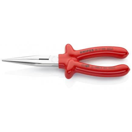 KNIPEX 26 17 200 - Pince de mécanicien - à bec demi-rond avec coupe-fils (pince à bec de cigogne), chromée, poignées isolées par immersion,...