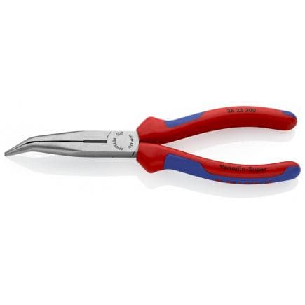 KNIPEX 26 22 200 - Pince de mécanicien - à bec demi-rond avec coupe-fils (pince bec de cigogne) bondérisée noire, tête polie, poignées revêtues...