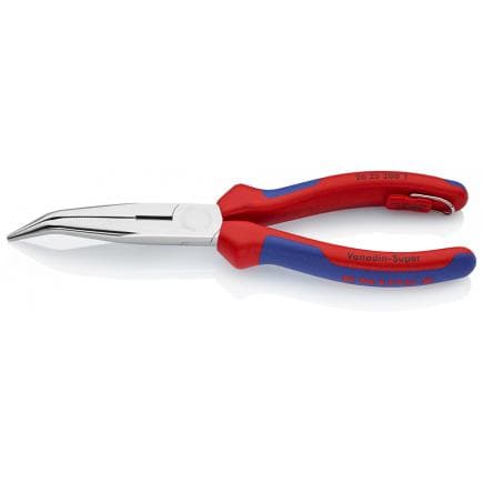 KNIPEX 26 25 200 T BK - Pince de mécanicien - à bec demi-rond avec coupe-fils (pince bec de cigogne), chromée, poignées revêtues d'un matériau...