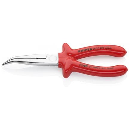 KNIPEX 26 27 200 - Pince de mécanicien - à bec demi-rond avec coupe-fils (pince à bec de cigogne), chromée, poignées isolées par immersion,...
