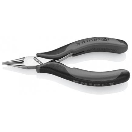 KNIPEX 35 32 115 ESD - Pince spéciale électronique ESD, tête polie miroir, poignées revêtues d'un matériau bi-composant
