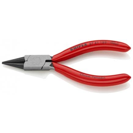 KNIPEX 37 41 125 - Pince de mécanique fine bondérisée noire, tête polie, poignées enduites de résine synthétique, pour cintrer les œillets, bec rond