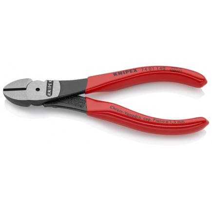 KNIPEX 74 01 140 - Pince coupante latérale de mécanicien type ''strong'', bondérisée noire, tête polie, poignées enduites de résine synthétique