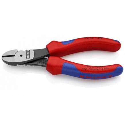 KNIPEX 74 02 140 - Pince coupante latérale de mécanicien type "strong", bondérisée noire, tête polie, poignées revêtues d'un matériau bi-composant