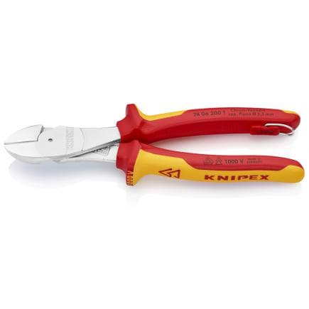 KNIPEX 74 06 200 T - Pince coupante latérale pour mécanicien type ''strong'', chromée, poignées isolées revêtues d'un matériau bi-composant,...