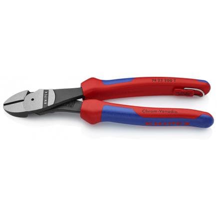KNIPEX 74 22 200 T BK - Pince coupante latérale de mécanicien type ''strong'' bondérisée noire, tête polie, poignées revêtues d'un matériau...