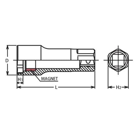 KOKEN 3300P-19 - 3/8" Douille pour bougies