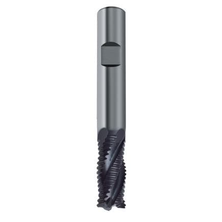 KRINO 240190600 - Fraises à rainurer HSS-CO 8% avec quatre dents TIALN et queue Weldon à des fins d'ébauche série courte