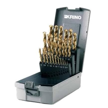 KRINO 01170311 - Jeu de forets hélicoïdaux cylindriques avec revêtement en nitrure de titane sur les arêtes de coupe et angle au sommet de 118°...