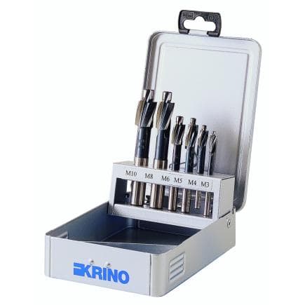 KRINO 01275100 - Fraises avec tige de guidage pour trous débouchants de sièges de vis -180°, qualité fine (6 pcs.)