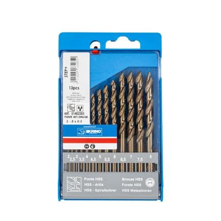 KRINO 01402205 - Jeu de forets de sol step+ pour métal, série courte DIN338 (13 pcs.)