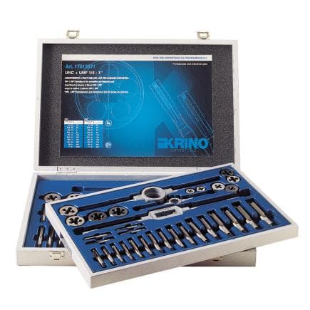 KRINO 17012571 - Assortiments de filetage CV pour garage et industrie avec filetage unc et unf en boîte en bois (55 pcs.)