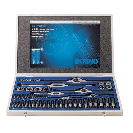 KRINO 17012537 - Assortiments de filetage CV avec filetage métrique dans une boîte en bois (58 pcs.)