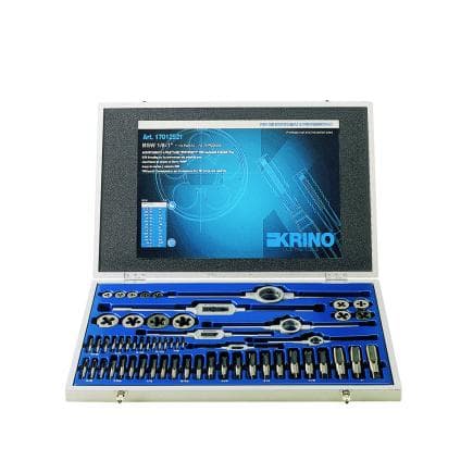 KRINO 17012520 - Assortiments de filetage CV pour garage et industrie avec filetage Whitworth dans une boîte en bois (52 pcs.)