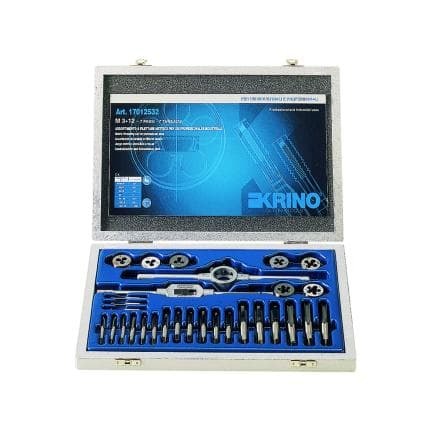 KRINO 17012543 - Assortiments de filetage CV avec filetage métrique dans une boîte en bois (39 pcs.)