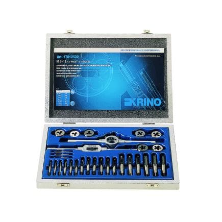 KRINO 17012533 - Assortiments de filetage CV avec filetage métrique dans une boîte en bois (35 pcs.)