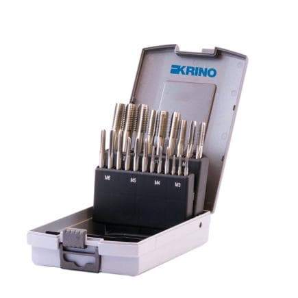 KRINO 17020404 - Jeux de filetage en HSS-G avec filetage métrique en coffrets métal et abs (15 pcs.)