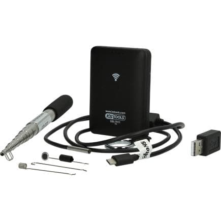 KS TOOLS 550.7520 - Jeu vidéoscope WiFi avec sonde caméra avant Ø 3, 9 mm 0° HD (7 pcs.)