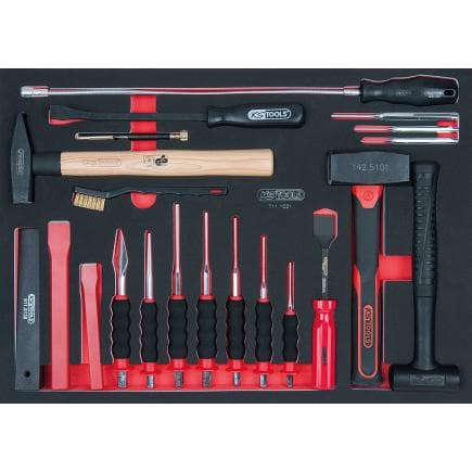 KS TOOLS 711.1021 - Jeu de burins et marteaux en module 1/1 SCS (21 pcs.)