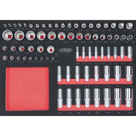 KS TOOLS 711.1075 - Jeu de clés à douilles 1/4"+3/8"+1/2" en module 1/1 SCS (75 pcs.)