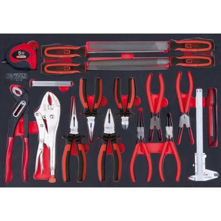 KS TOOLS 711.5018 - Jeu de pinces et limes en module 1/1 SCS (18 pcs.)