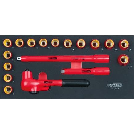 KS TOOLS 713.2018 - Jeu de clés à douilles VDE 3/8" en module 1/3 SCS (18 pcs.)