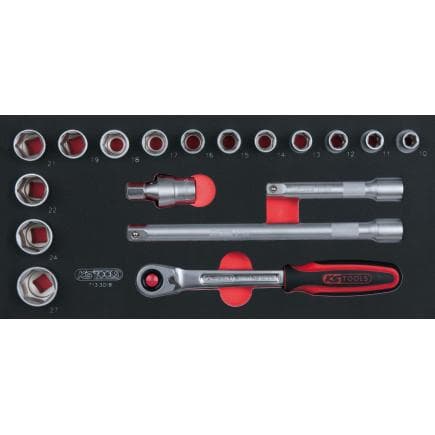 KS TOOLS 713.3018 - Jeu de clés à douilles 1/2" en module 1/3 SCS (18 pcs.)