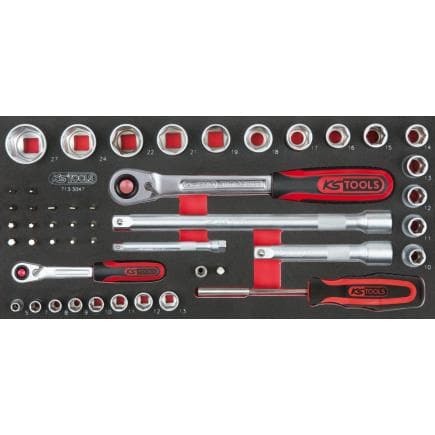 KS TOOLS 713.3047 - Jeu de clés à douilles 1/4"+1/2" en module 1/3 SCS (47 pcs.)