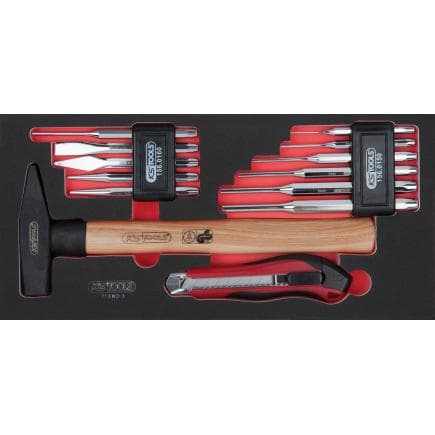 KS TOOLS 713.8013 - Jeu de chasse-goupilles et marteau en module 1/3 SCS (13 pcs.)