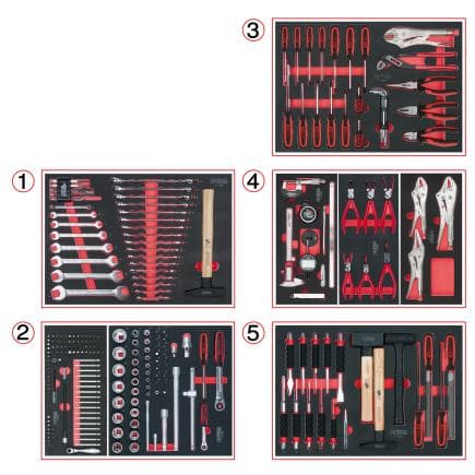 KS TOOLS 715.0251 - Ensemble de modules universels à 5 tiroirs avec 251 outils de haute qualité