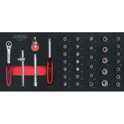 KS TOOLS 713.4037 - Jeu de clés à douilles 1/4" en module 1/3 SCS (37 pcs.)