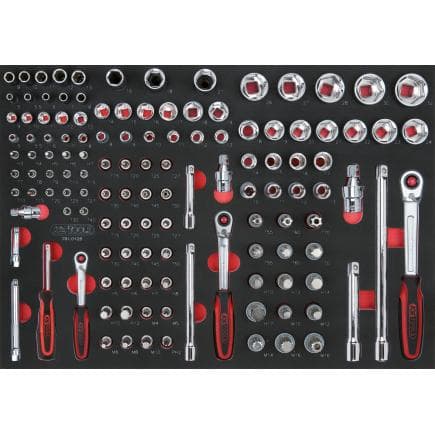 KS TOOLS 781.0128 - Jeu de clés à douilles CHROMEplus 1/4"+3/8"+1/2" en module 1/1 SCS (128 pcs.)