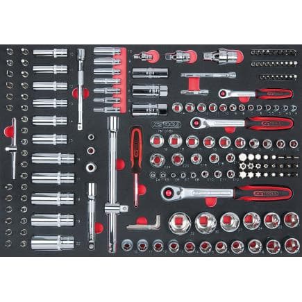 KS TOOLS 781.0180 - Jeu de clés à douilles CHROMEplus 1/4"+3/8"+1/2" en module 1/1 SCS (180 pcs.)